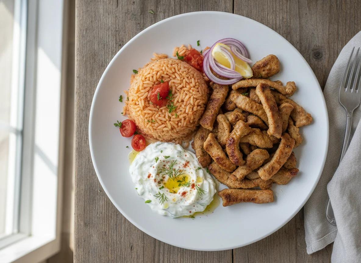 Gyros mit Tomatenreis und Tzatziki photo