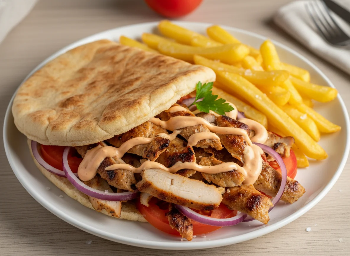 Gyros Pita mit Pommes photo