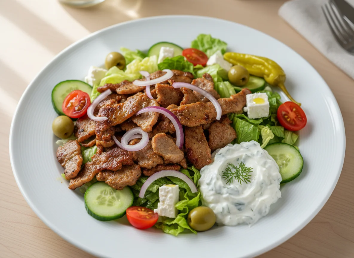 Gyros-Teller mit Salat photo