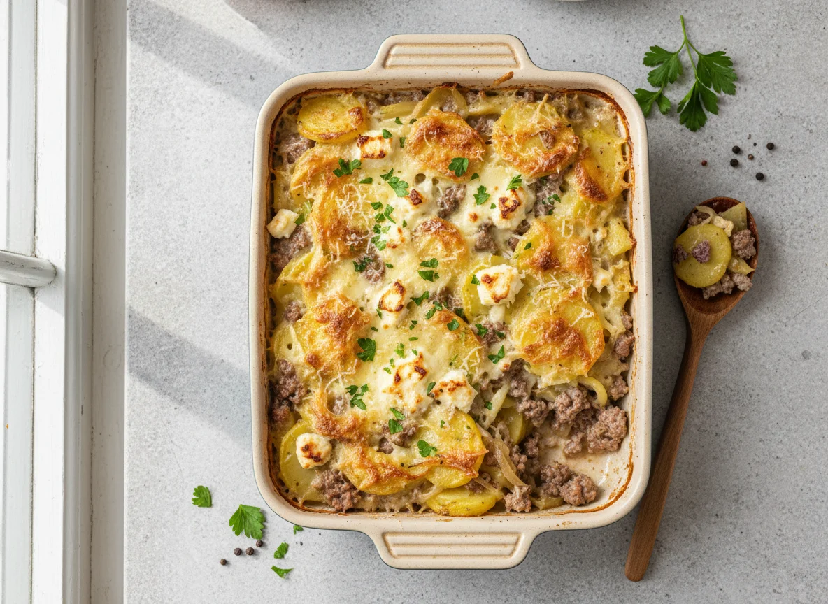 Hackfleisch Schafskäse Auflauf photo