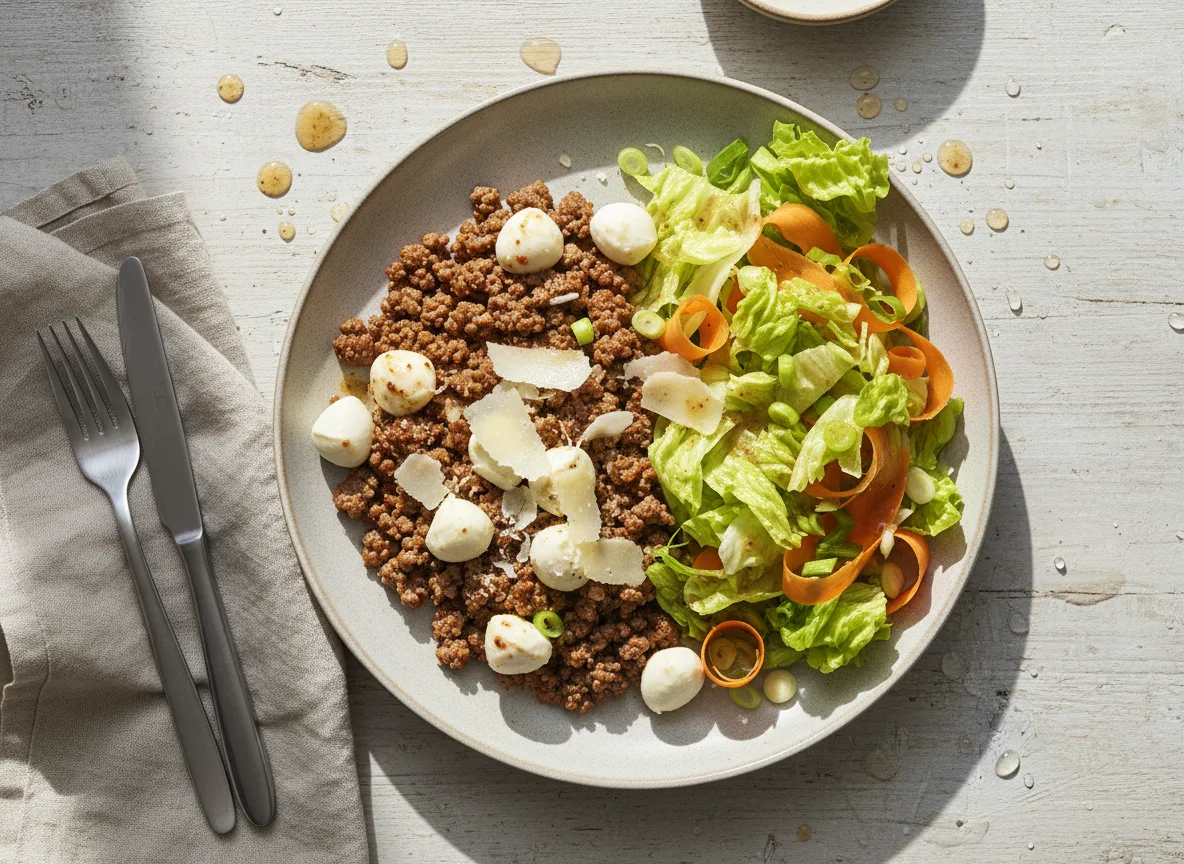 Hackfleischgericht mit Salat photo