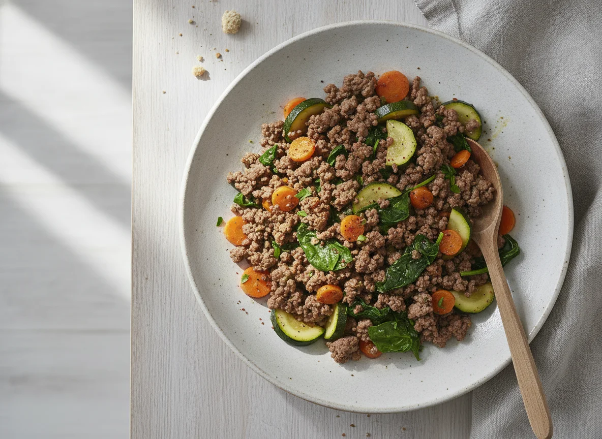 Hackfleisch-Pfanne mit Gemüse photo