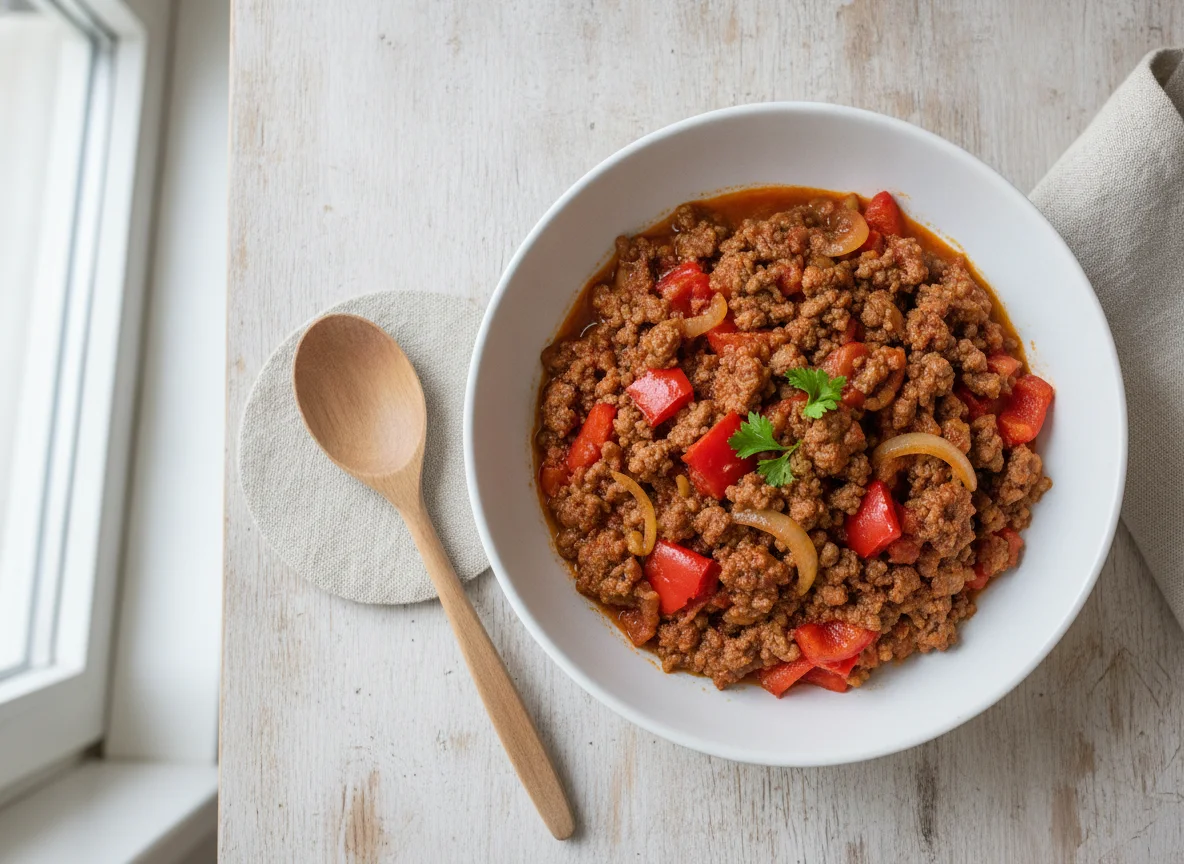 Hackfleisch-Pfanne mit Paprika photo