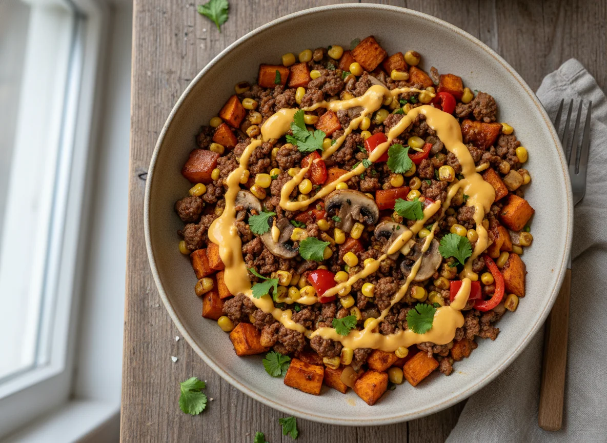 Hackfleisch-Süßkartoffel-Bowl photo