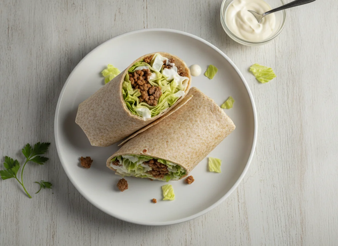 Hackfleisch-Wrap mit Salat photo