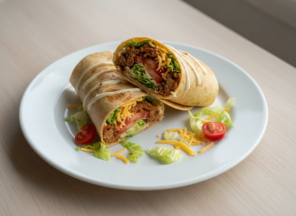 Hackfleisch-Wrap mit Salat und Käse photo