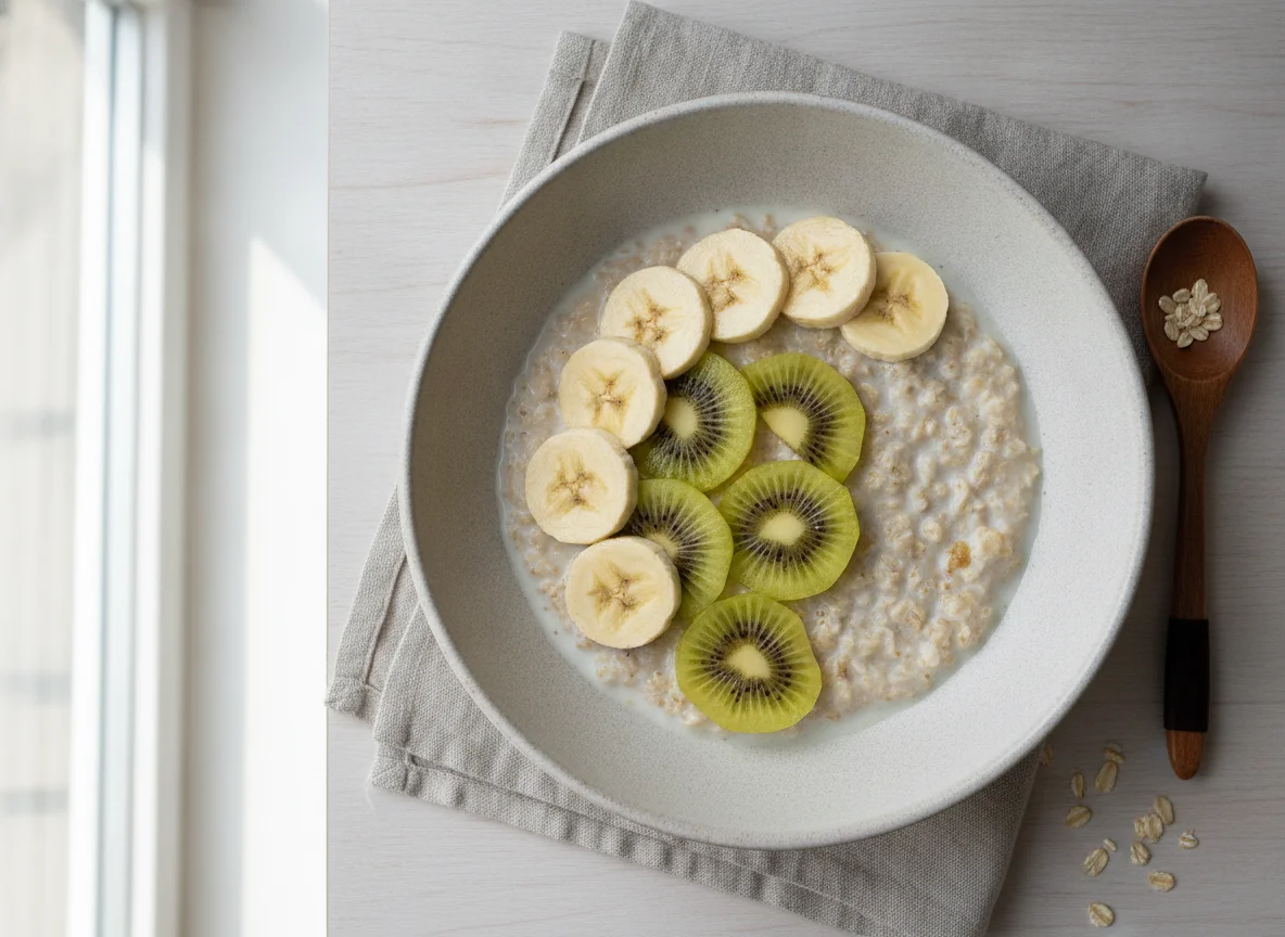 Haferbrei mit Banane und Kiwi photo