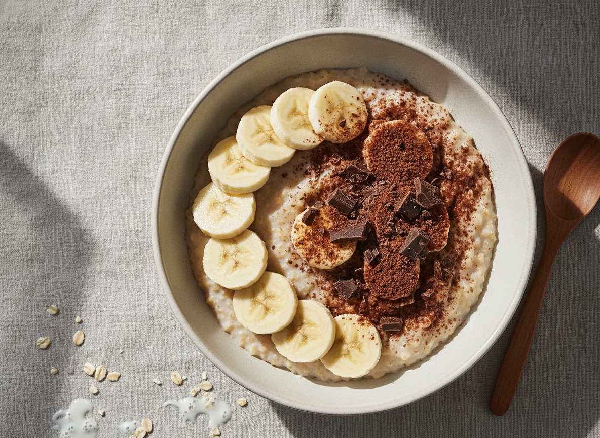 Haferbrei mit Banane und Schokolade photo