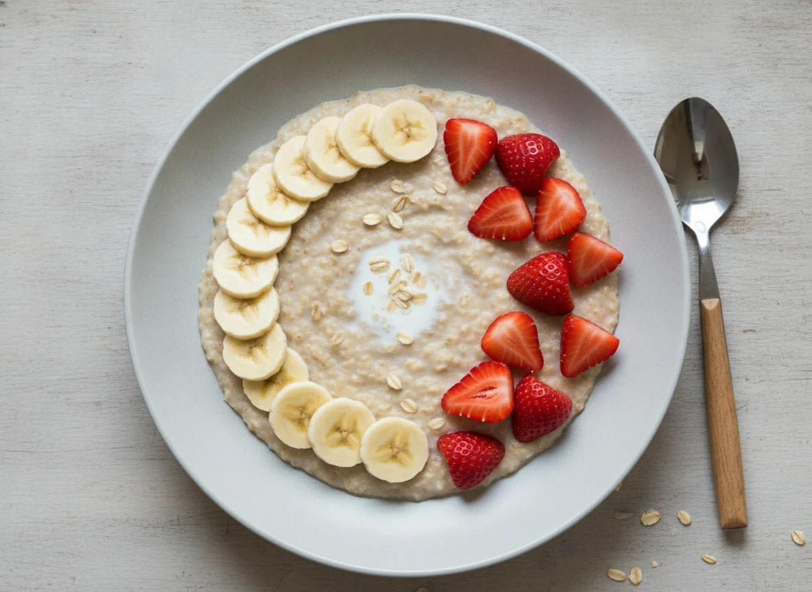 Haferbrei mit Bananen und Erdbeeren photo