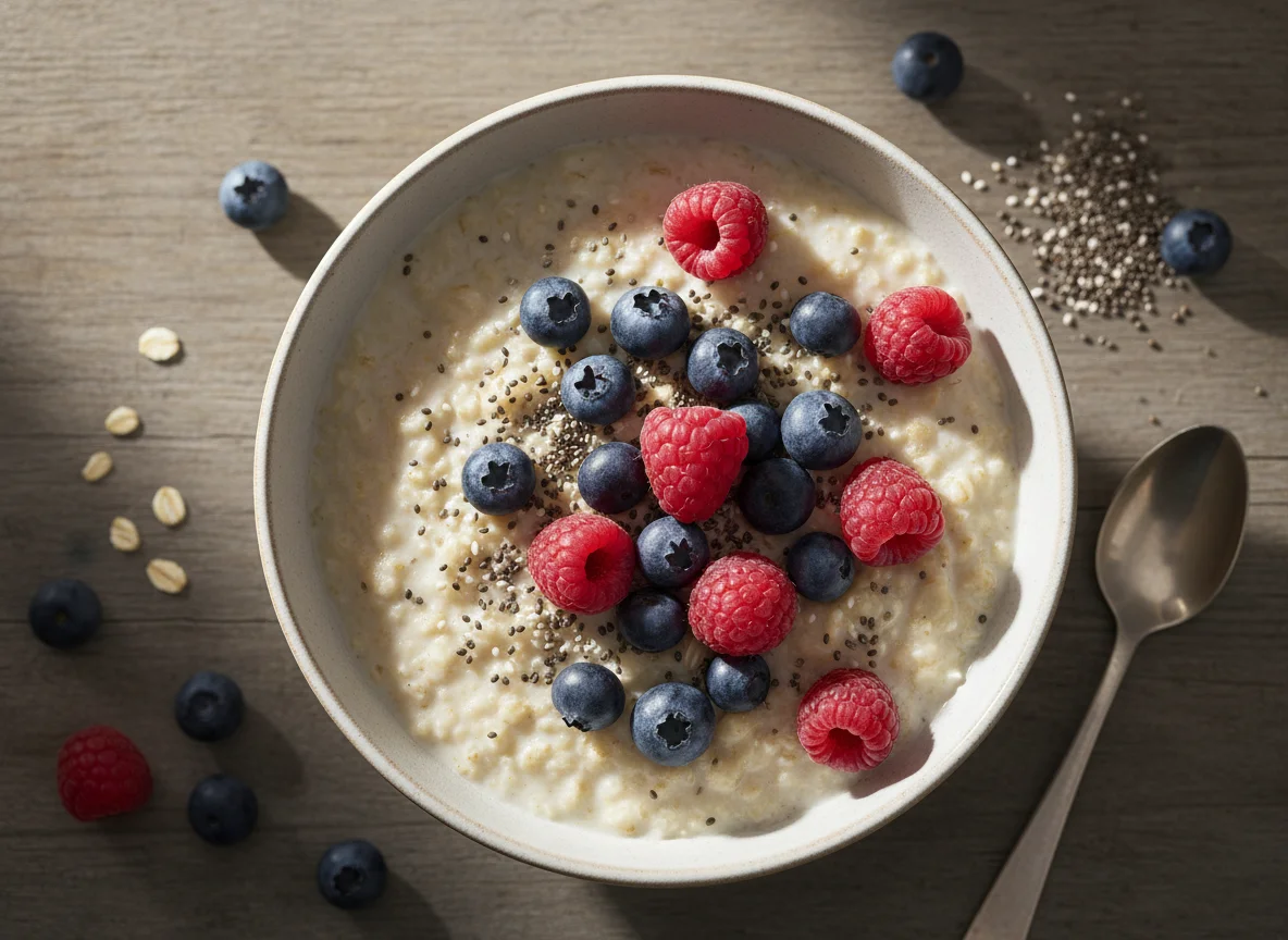 Haferbrei mit Beeren und Chiasamen photo