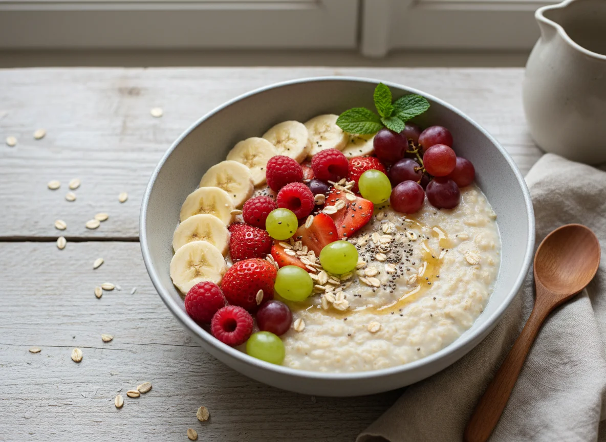 Haferbrei mit frischen Früchten photo