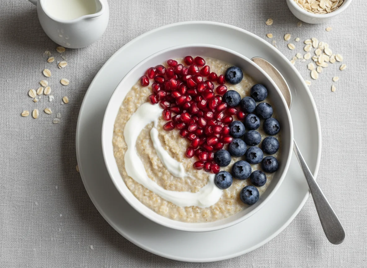 Haferbrei mit Granatapfel und Beeren photo