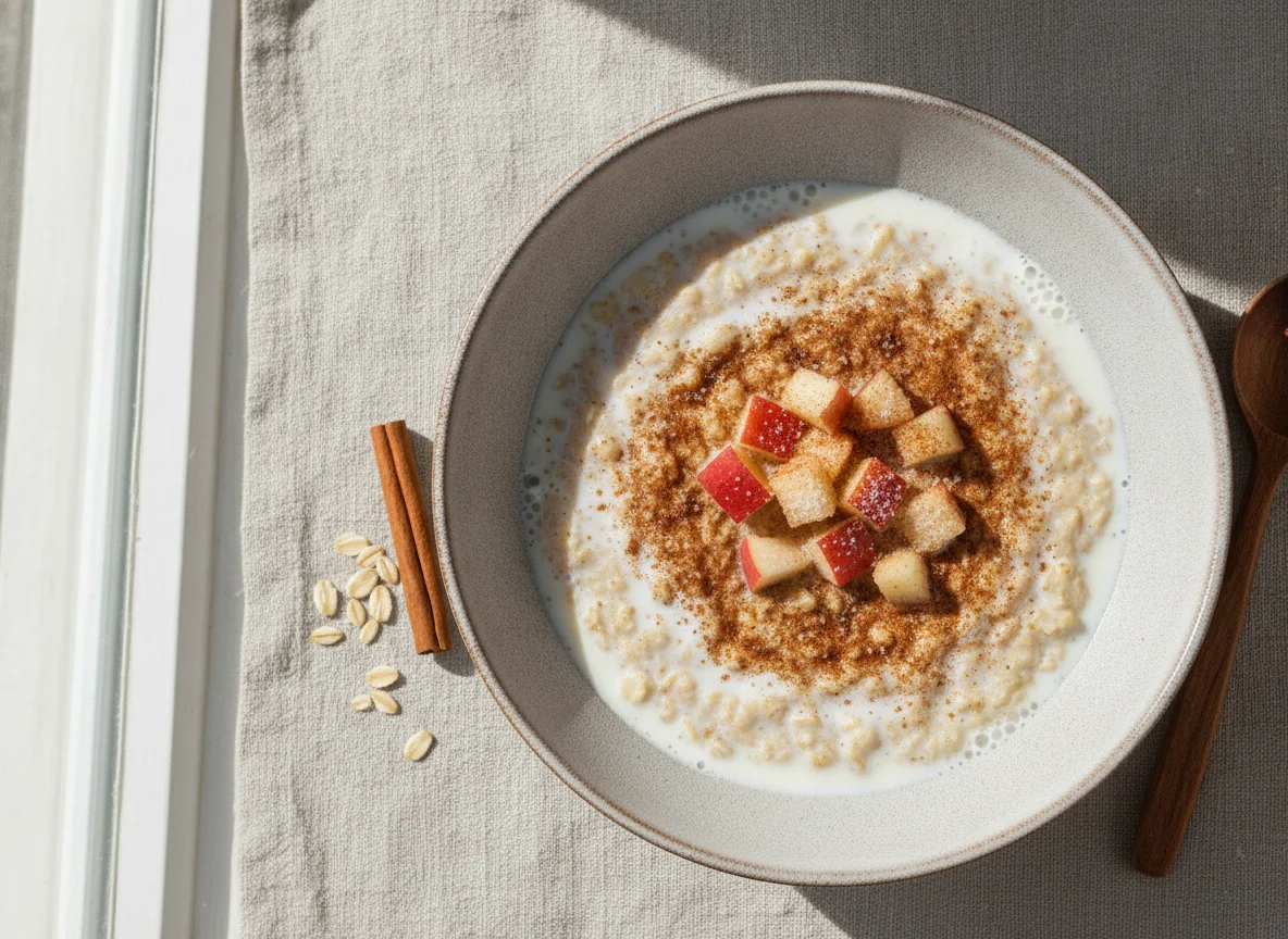 Haferbrei mit Milch und Zimt photo