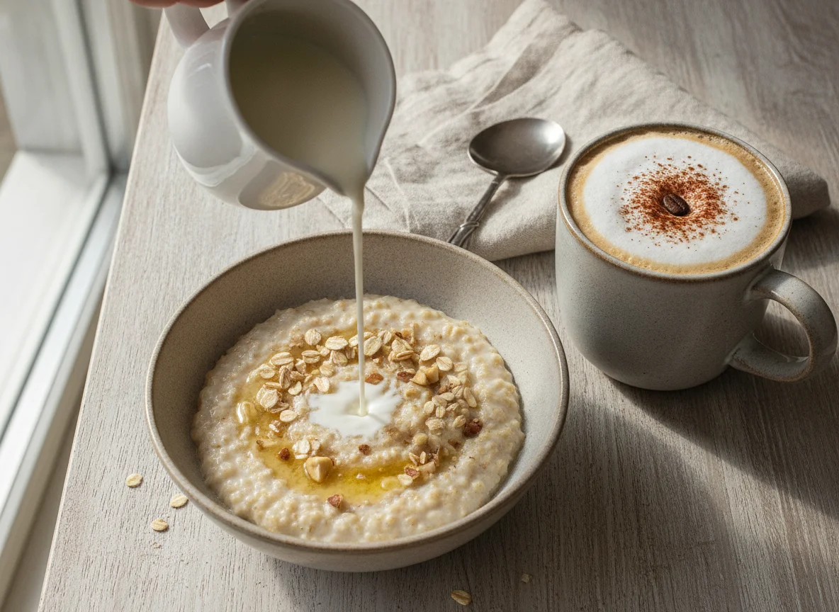 Haferbrei mit Milchkaffee photo