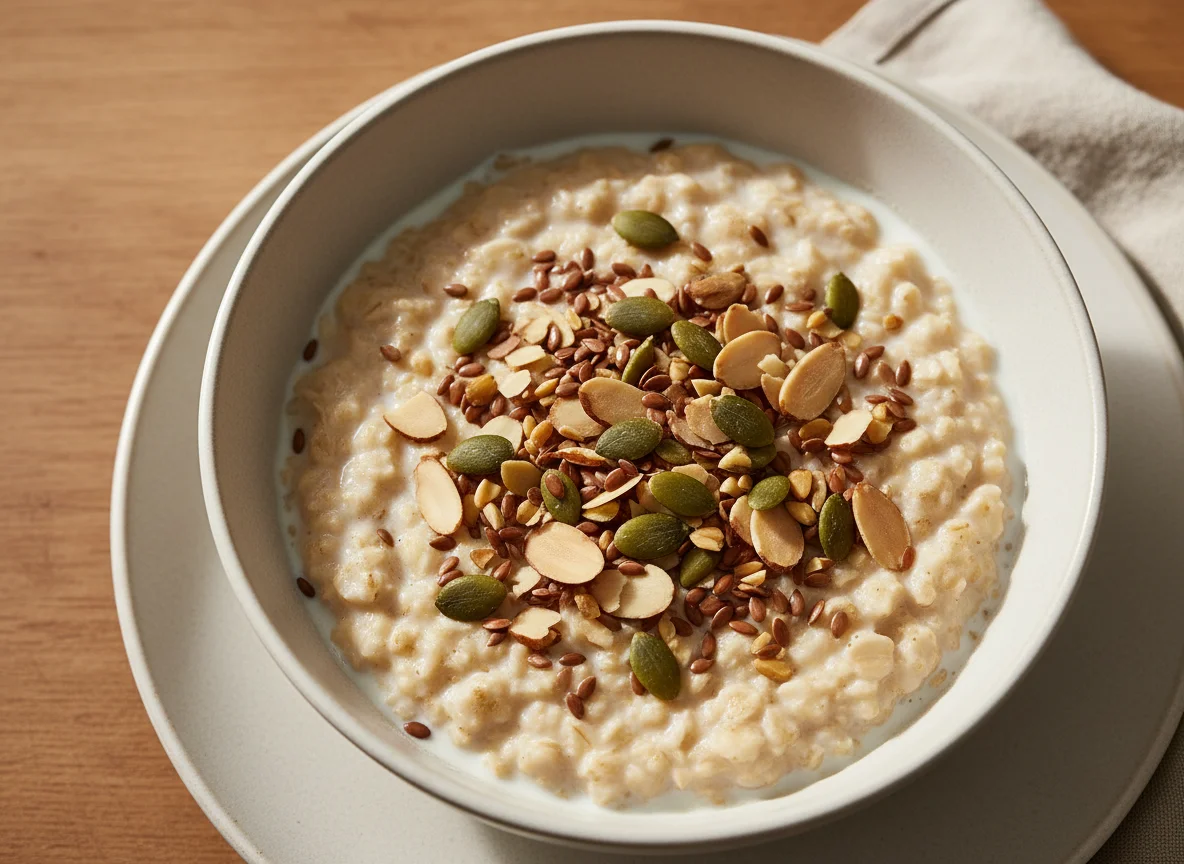 Haferbrei mit Nüssen und Kernen photo