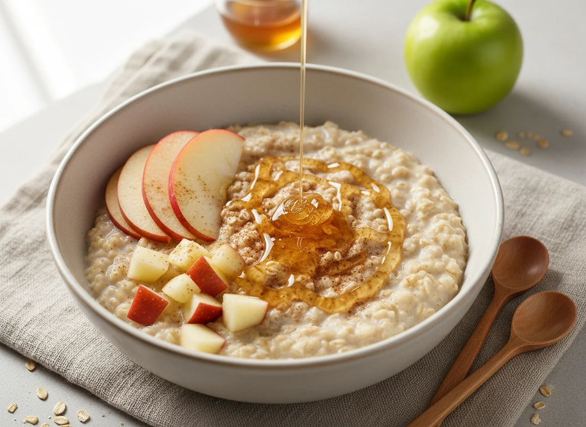 Haferflocken mit Apfel und Honig photo