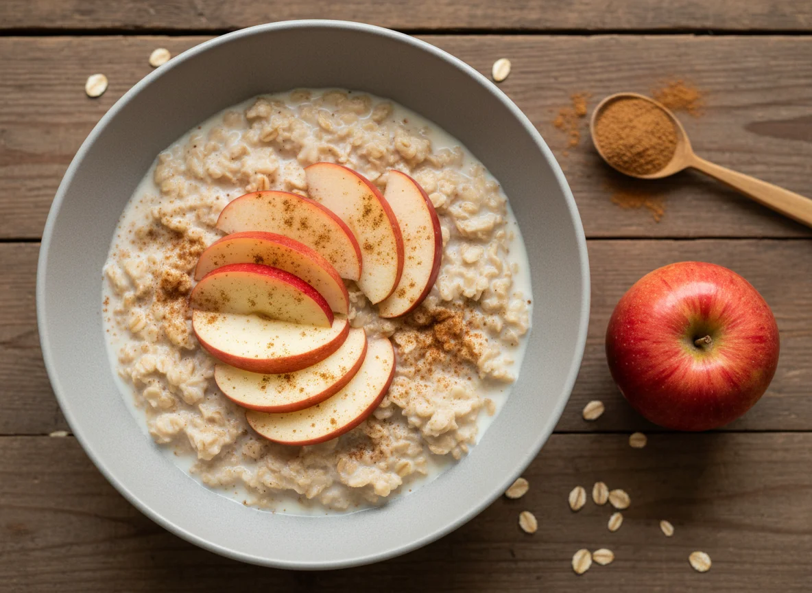 Haferflocken mit Apfel und Zimt photo
