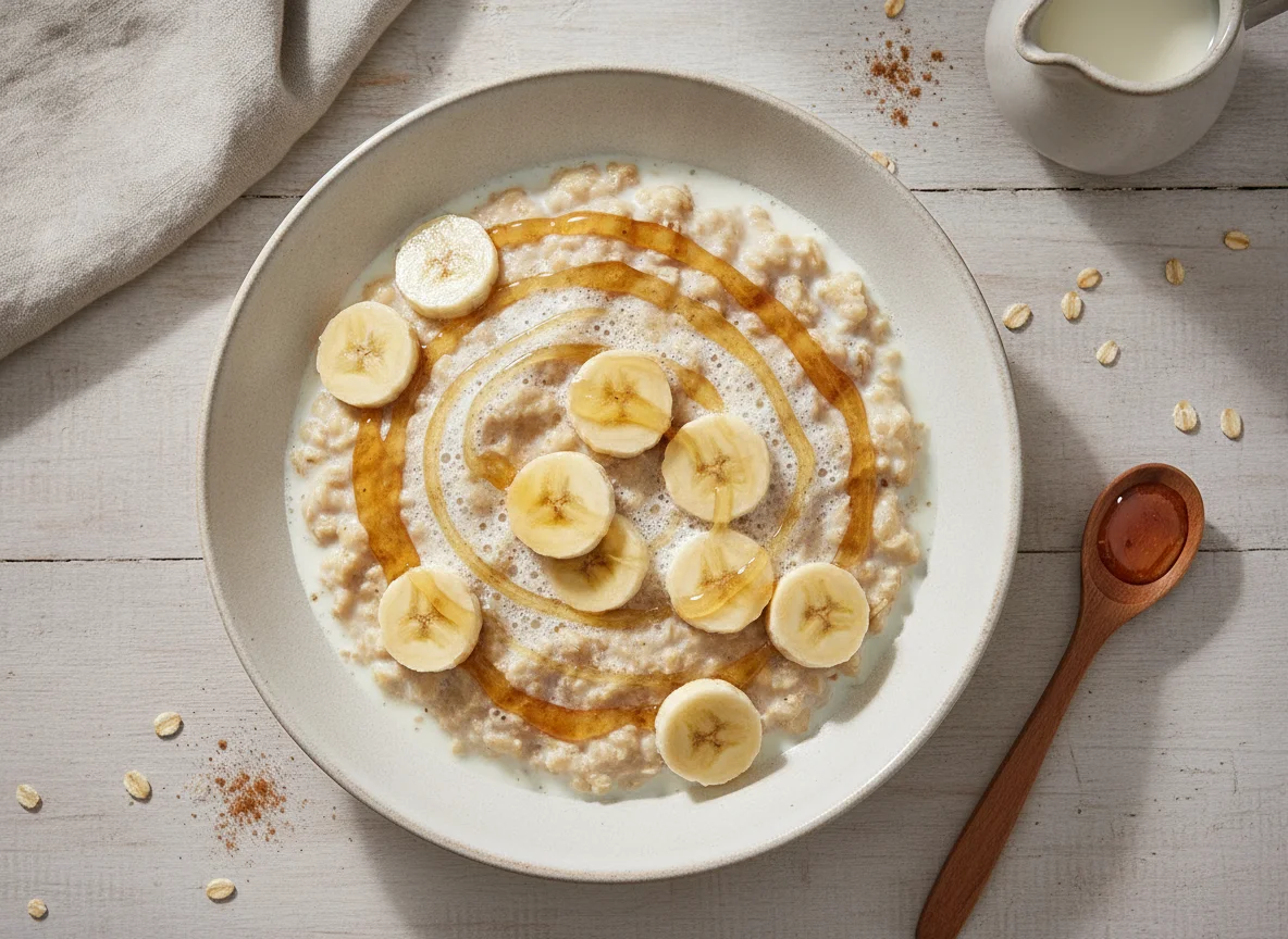 Haferflocken mit Banane und Honig photo