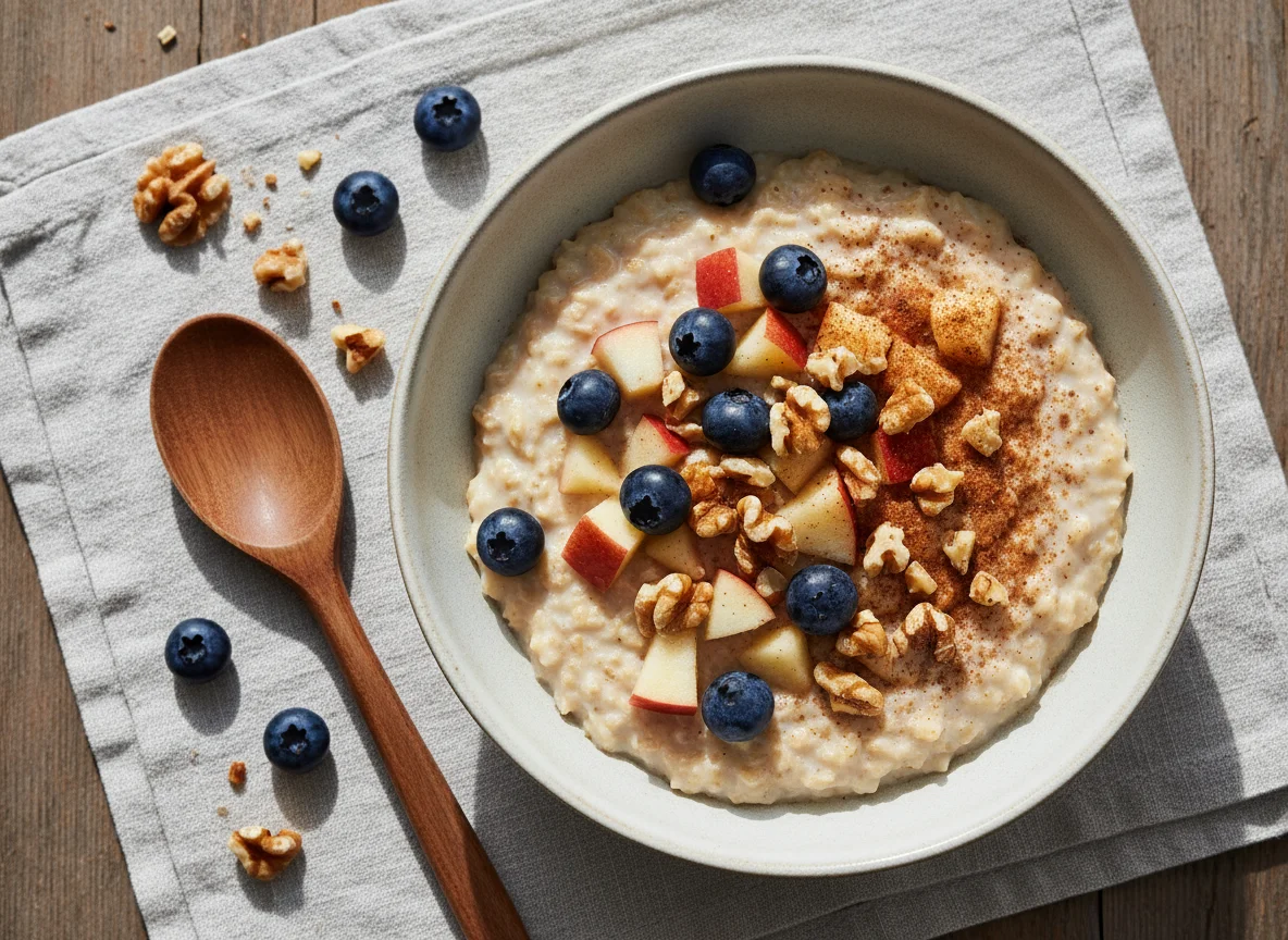 Haferflocken mit Früchten und Nüssen photo