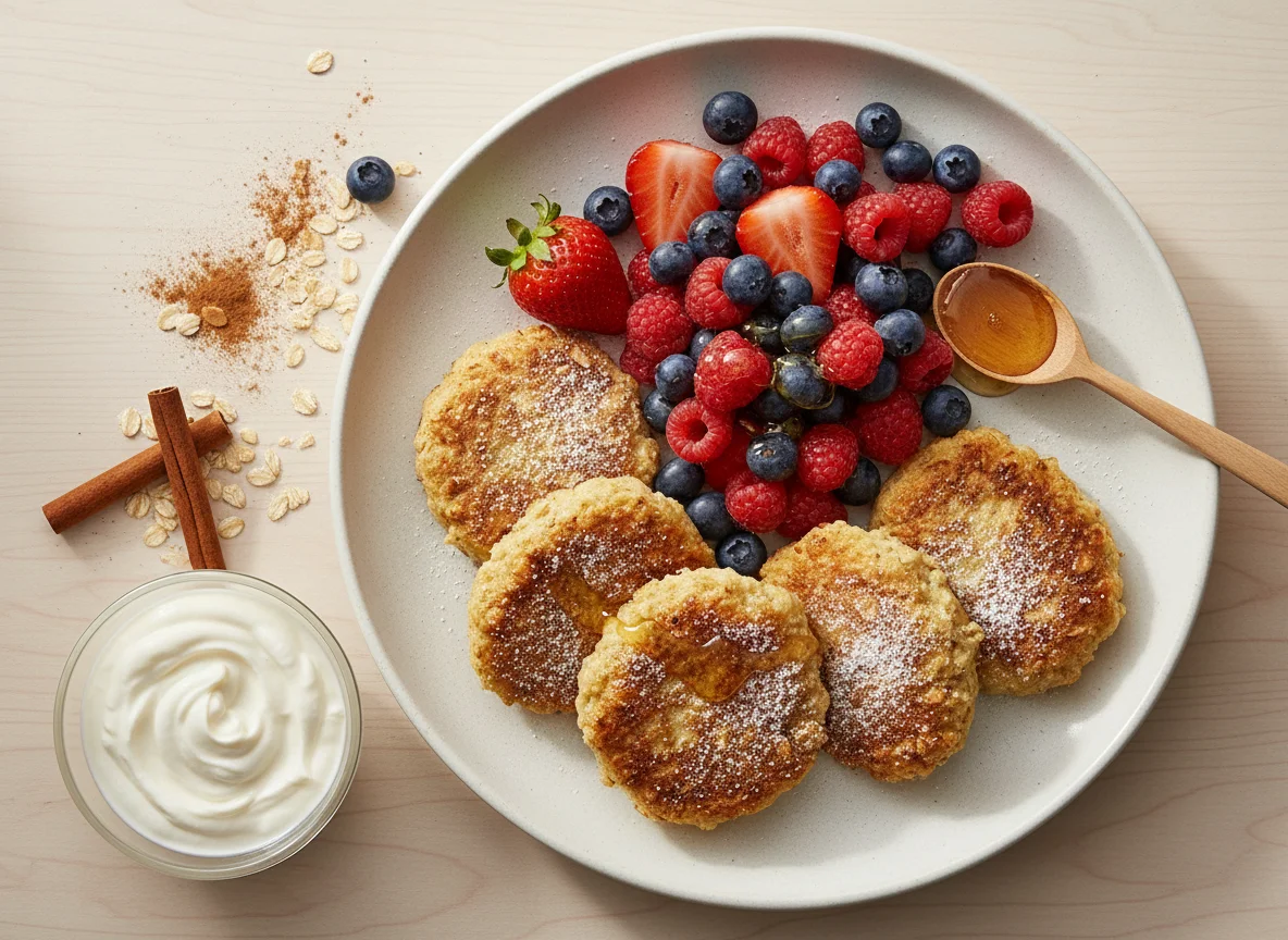 Haferflocken Quarktaler mit Beeren photo
