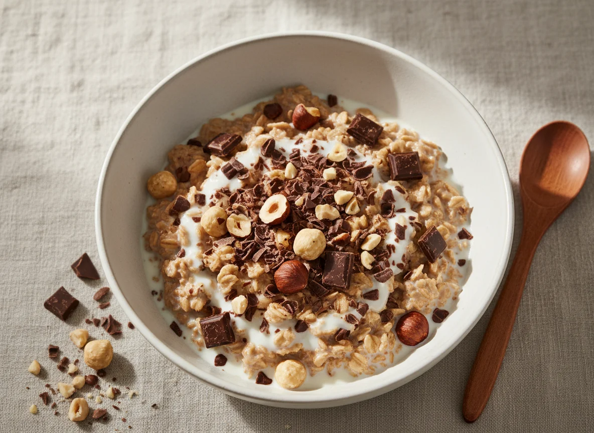 Hafer-Müsli mit Schokolade und Haselnüssen photo