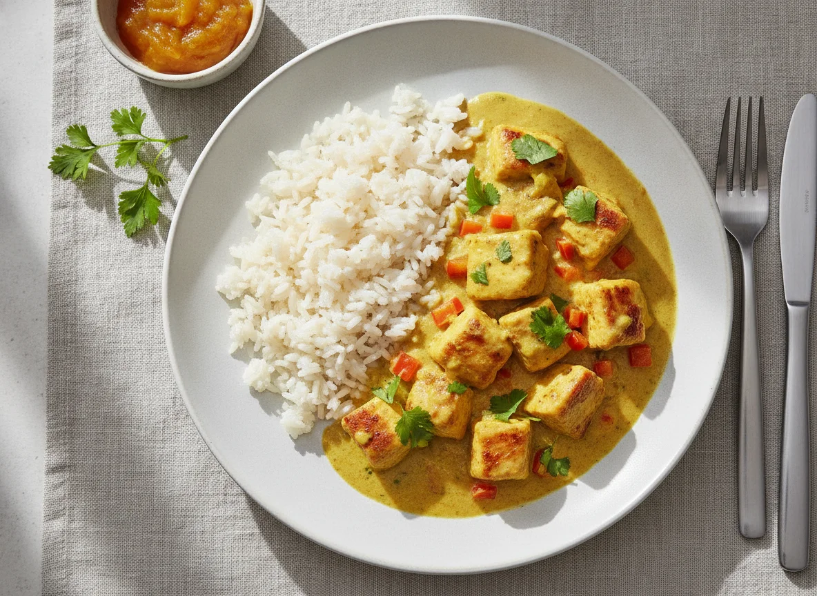 Hähnchen Curry mit Reis photo