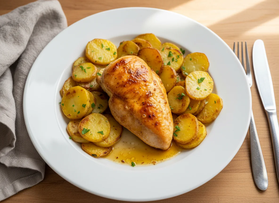 Hähnchen mit Bratkartoffeln photo