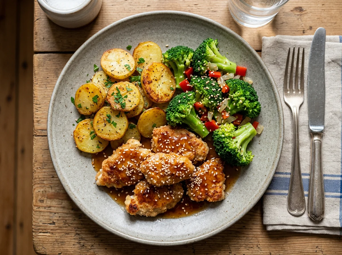 Hähnchen mit Brokkoli und Kartoffeln photo