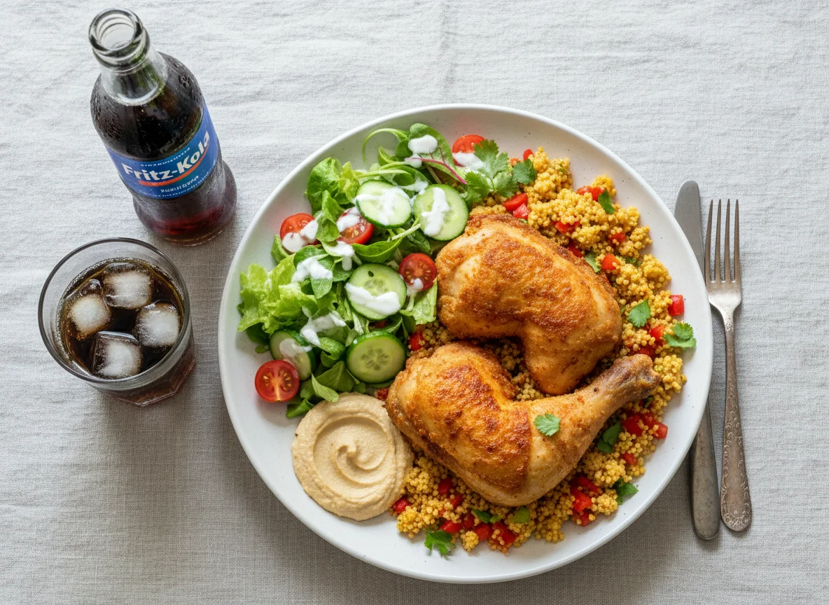 Hähnchen mit Couscous und Salat photo