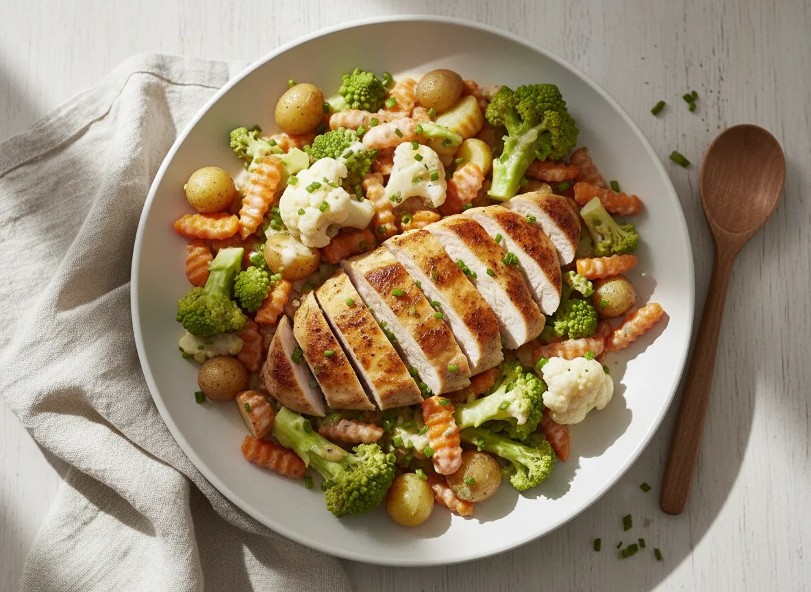 Hähnchen mit Gemüsepfanne photo