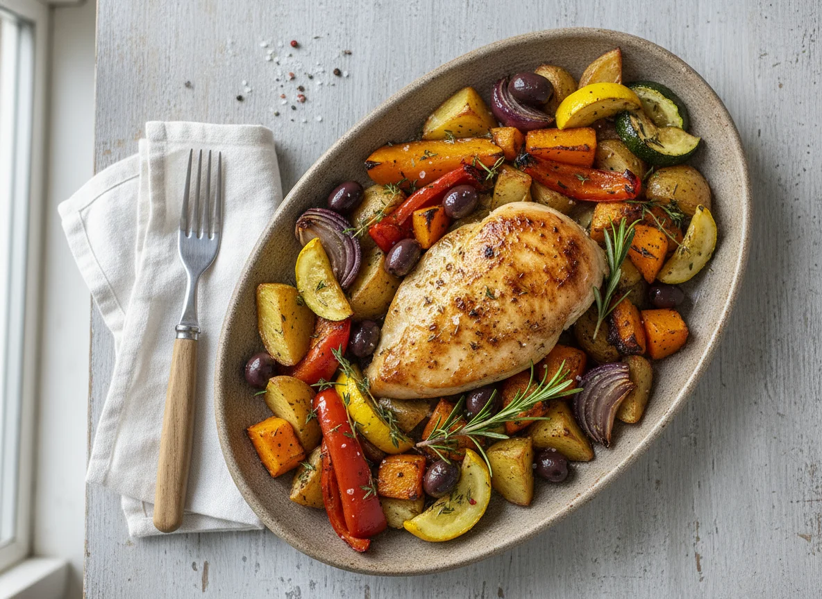 Hähnchen mit Ofengemüse photo