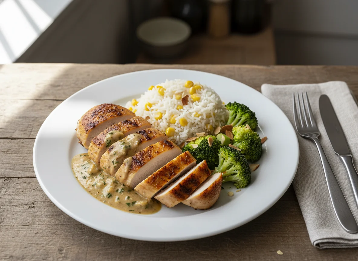 Hähnchen mit Reis und Brokkoli photo