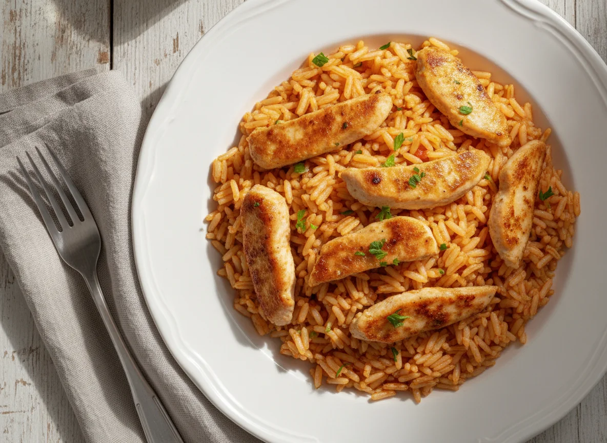 Hähnchen mit Tomatenreis photo
