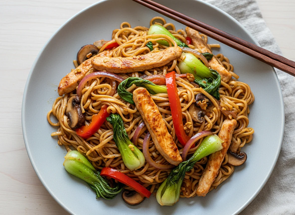 Hähnchen-Bok-Choy-Nudeln photo