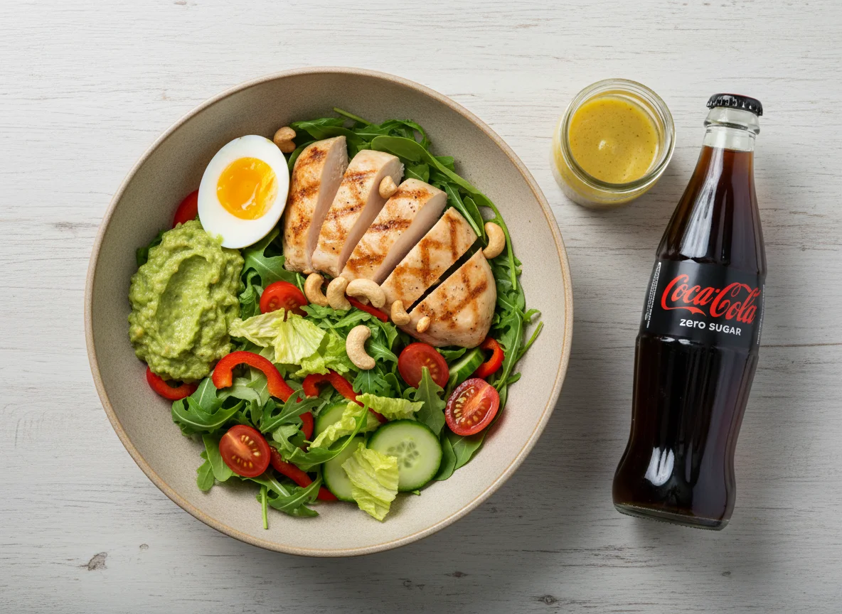 Hähnchen-Bowl mit Ei und Cashews photo