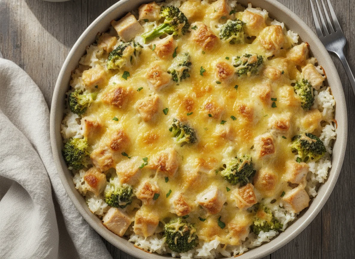 Hähnchen-Brokkoli-Auflauf mit Reis photo