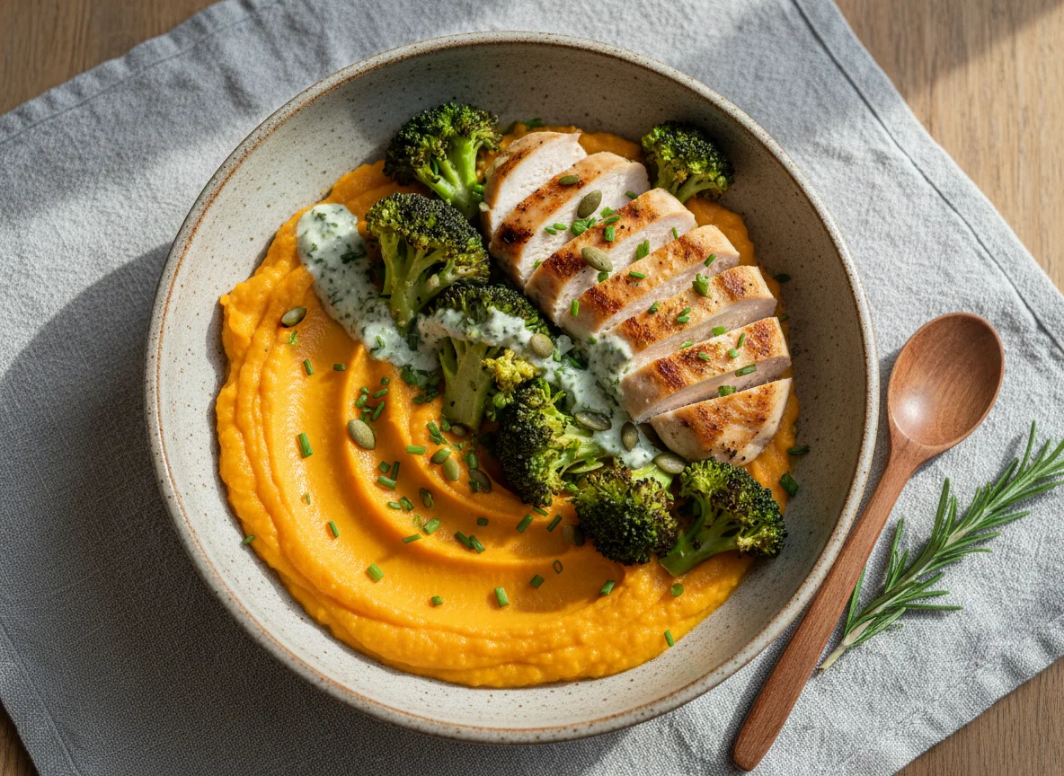 Hähnchen-Brokkoli-Süßkartoffel-Bowl photo