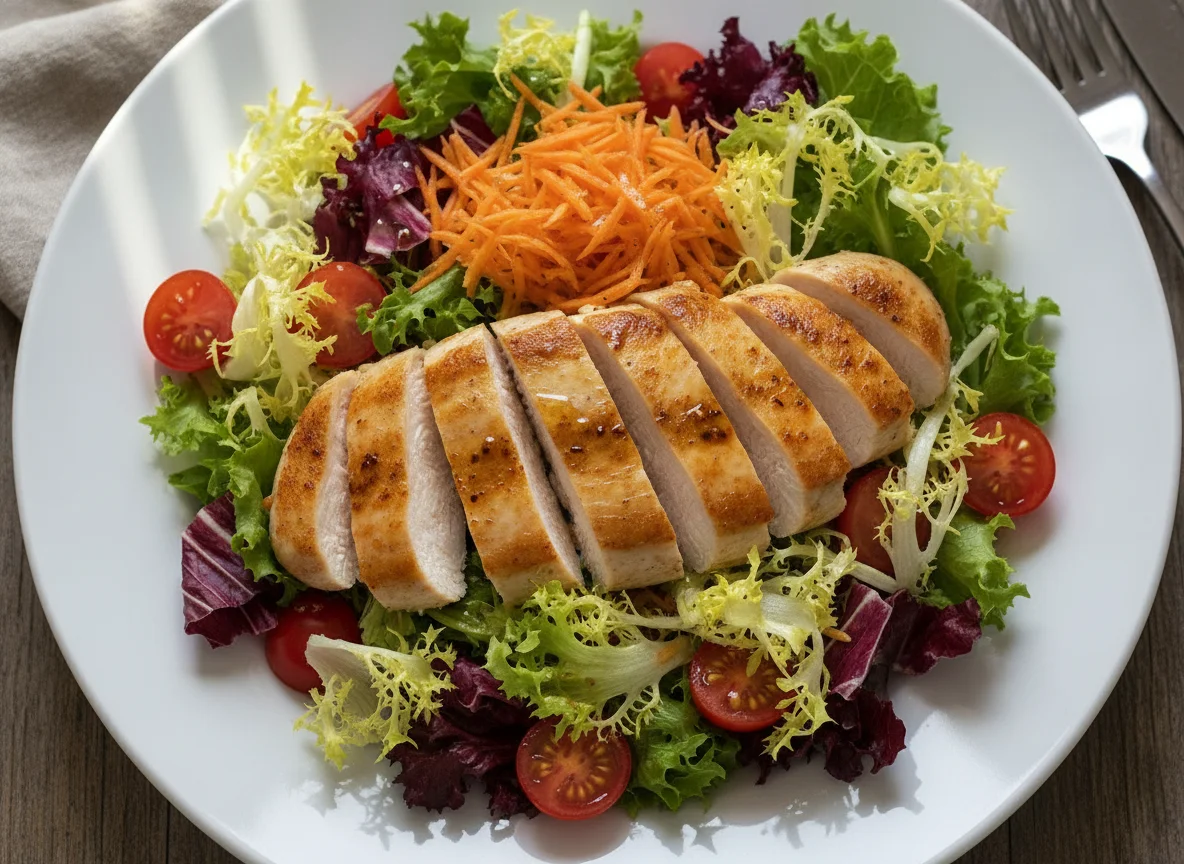Hähnchenbrust auf gemischtem Salat photo