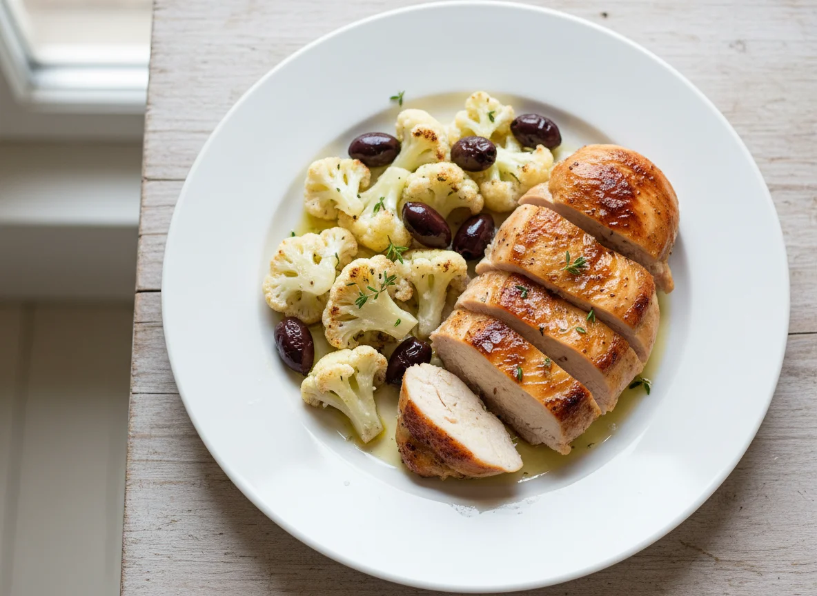 Hähnchenbrust mit Blumenkohl photo