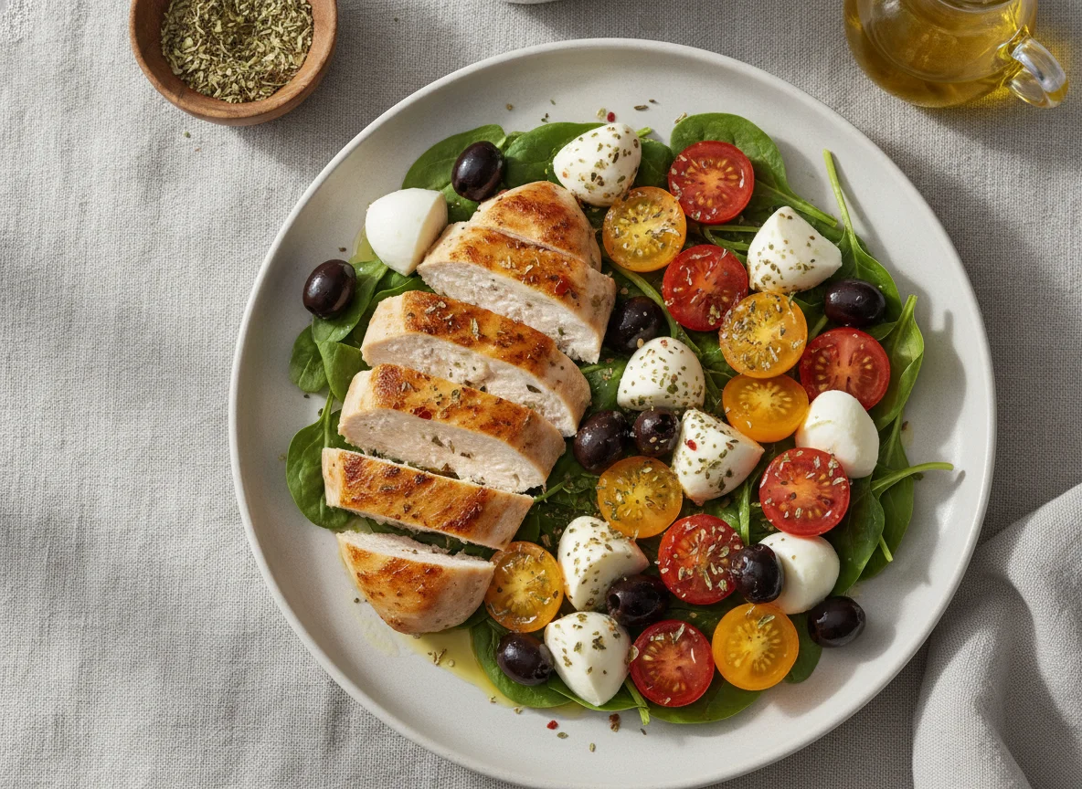 Hähnchenbrust mit Caprese-Salat photo