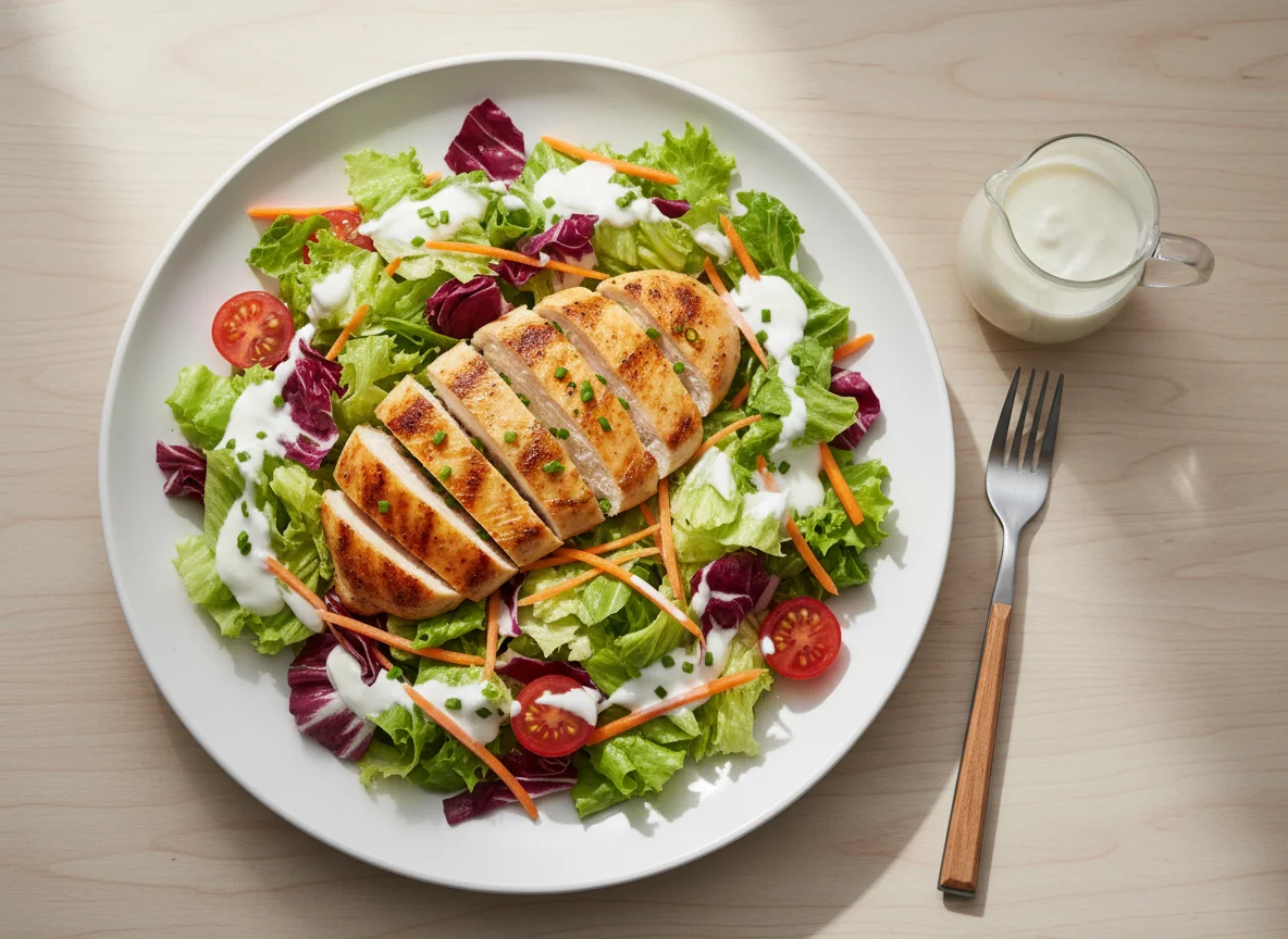 Hähnchenbrust mit gemischtem Salat photo
