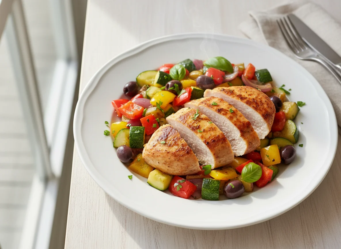 Hähnchenbrust mit mediterranem Gemüse photo