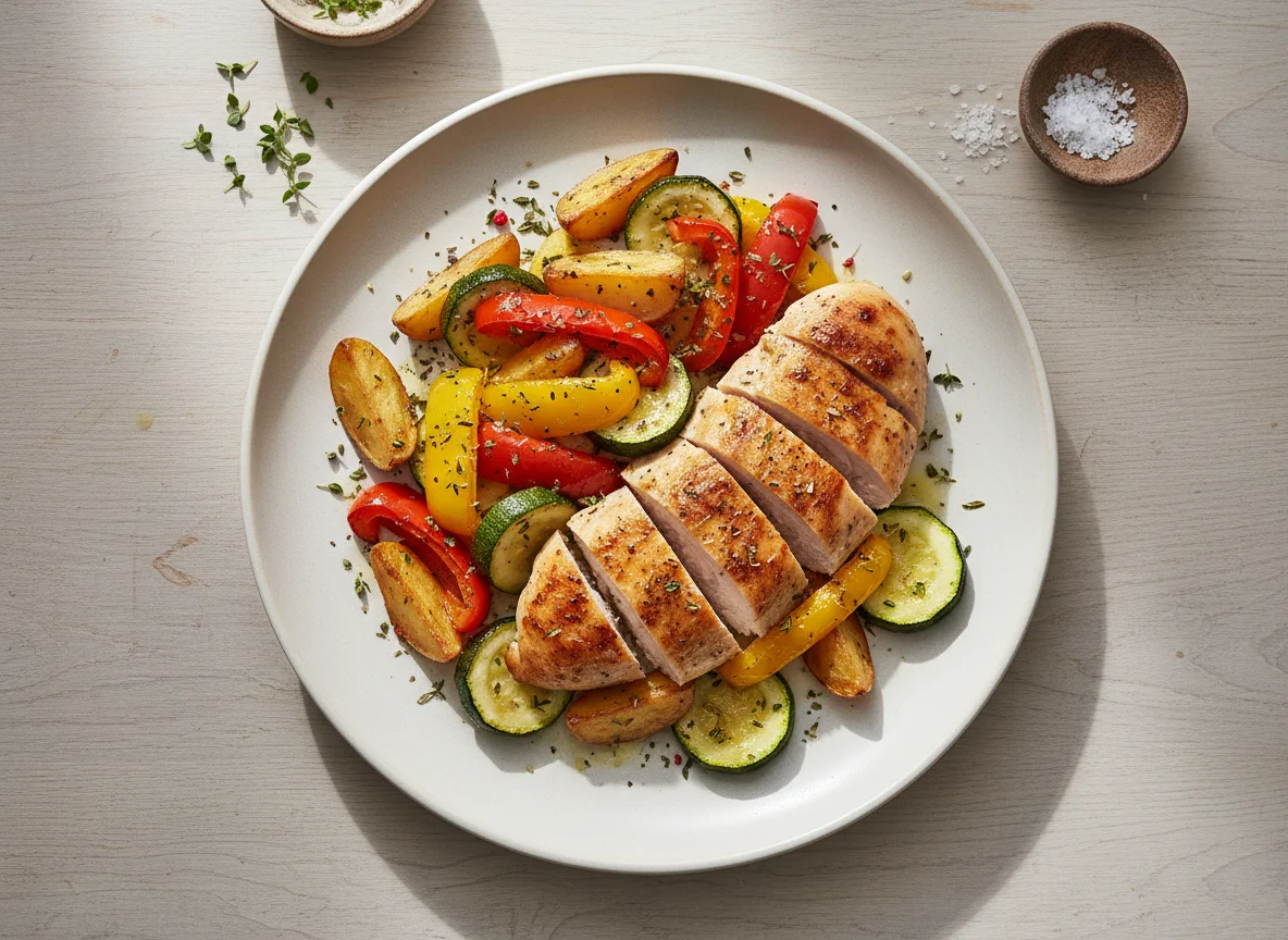 Hähnchenbrust mit Ofengemüse photo