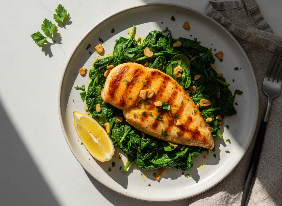 Hähnchenbrust mit Spinat photo