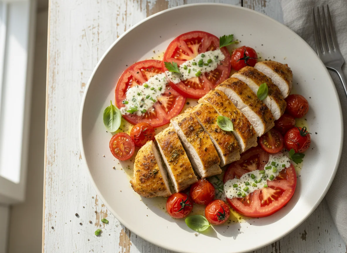 Hähnchenbrust mit Tomaten photo