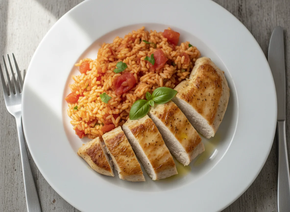 Hähnchenbrust mit Tomatenreis photo