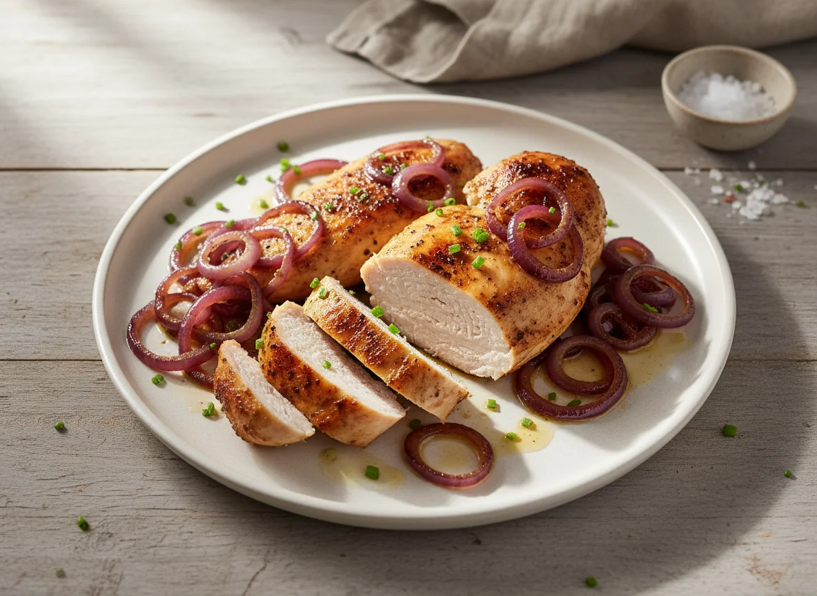Hähnchenbrust mit Zwiebeln photo