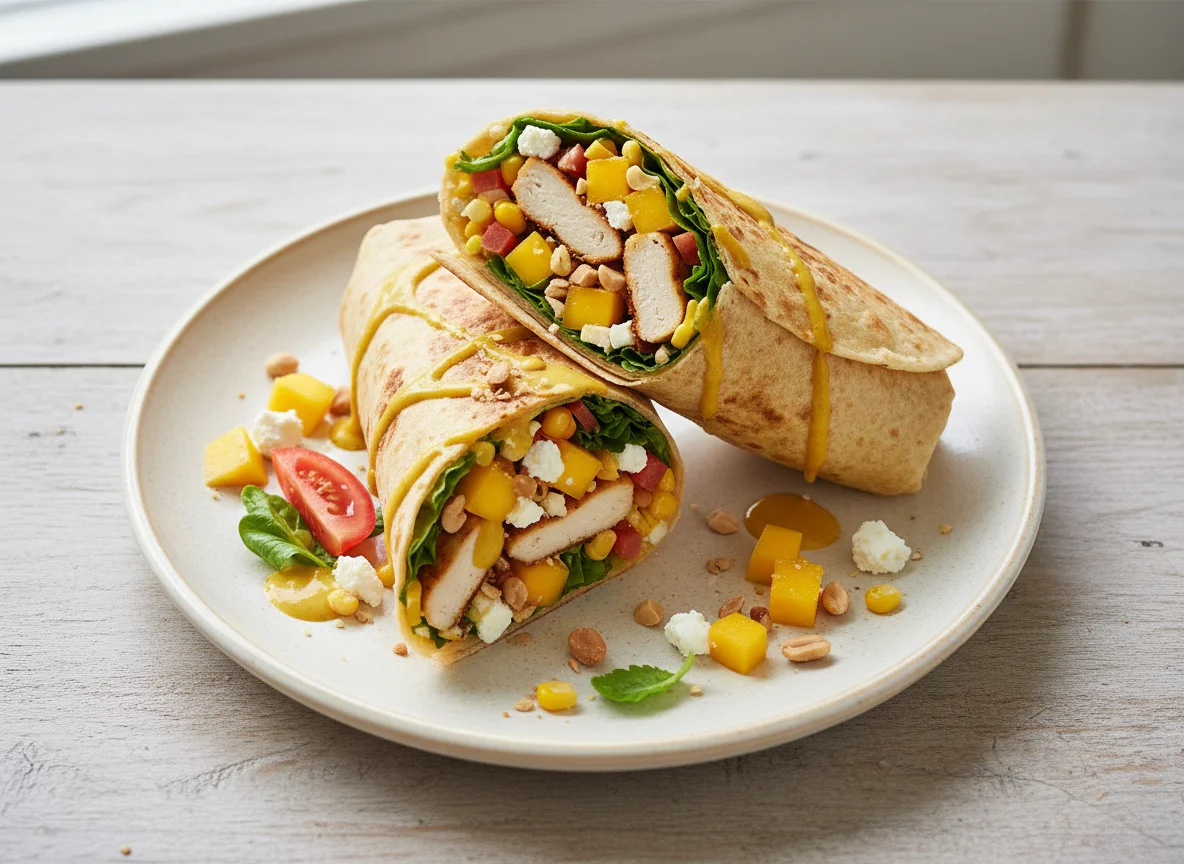 Hähnchenbrust Wrap mit Mango und Feta photo