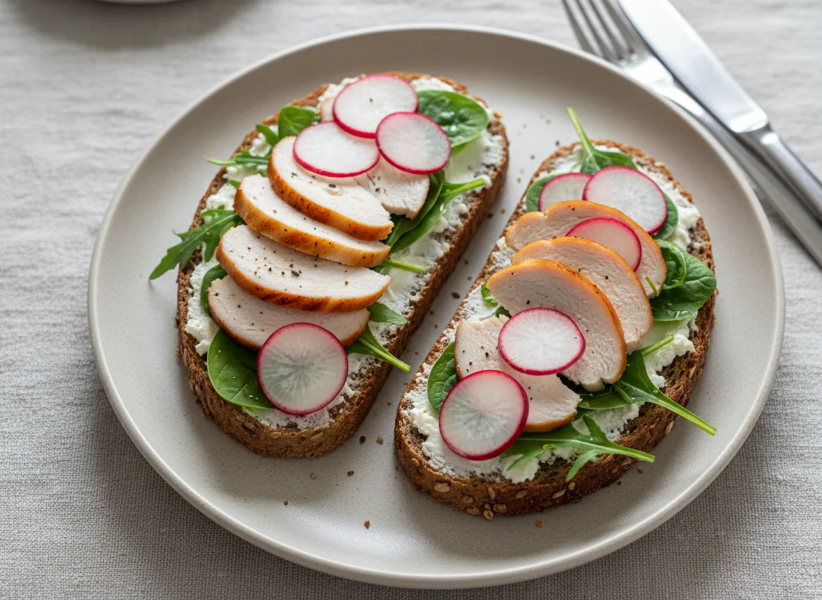 Hähnchenbrustbrot mit Radieschen photo