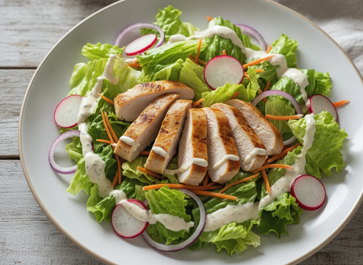 Hähnchenbrustsalat mit Karotten und Radieschen photo